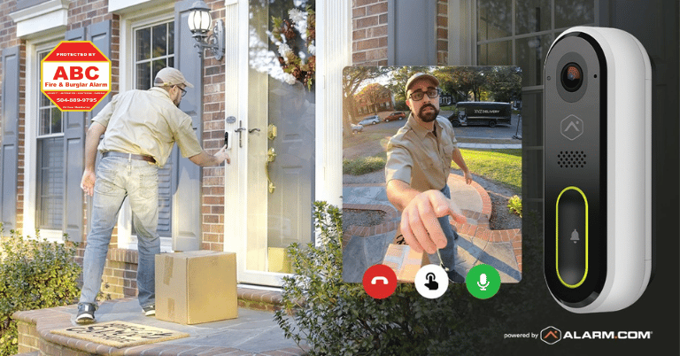 Man approaching to home doorbell camera