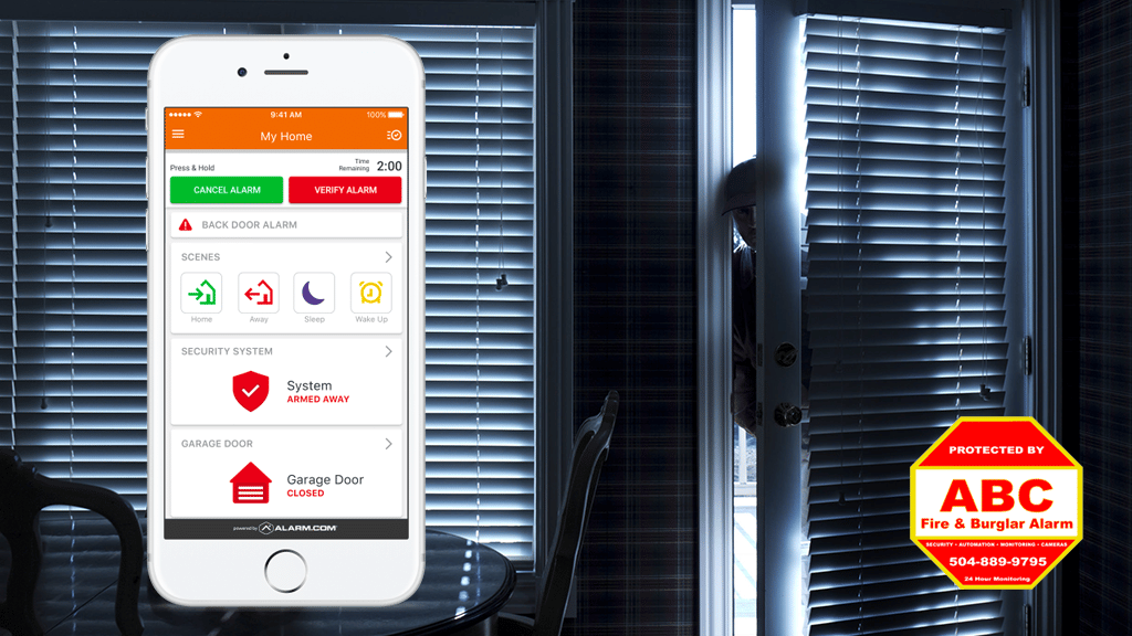 burglar peeking through opened door at night