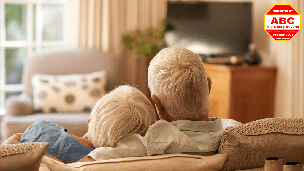 senior couple sitting on the sofa